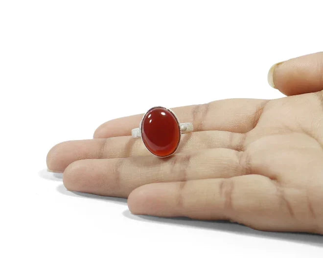 Carnelian Oval Cabochon Ring