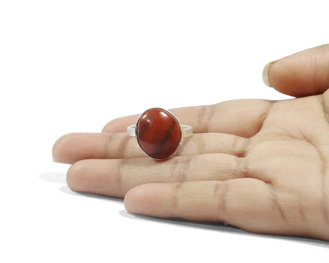 Red Jasper Oval Cabochon Ring