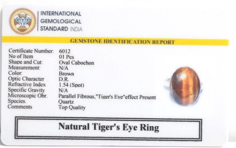 Tiger's Eye Oval Cabochon Ring Silver Band