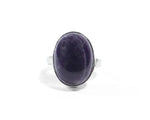 Amethyst Oval Cabochon Ring Silver Band