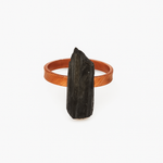 Black Tourmaline Raw Panchadhatu Ring