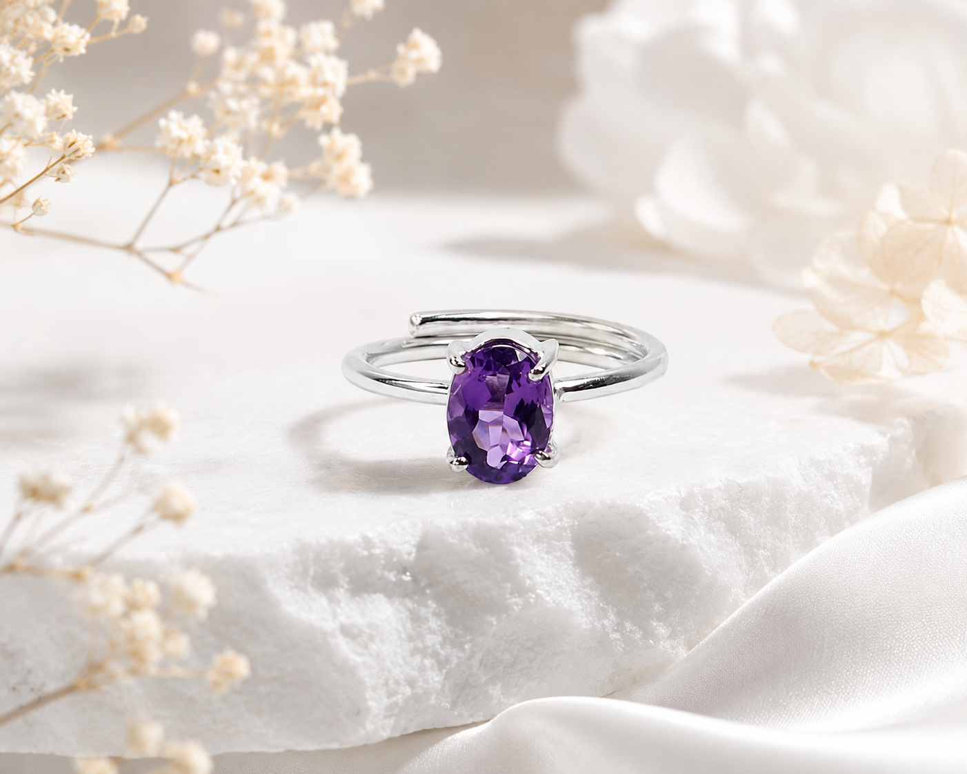 Amethyst Faceted Ring