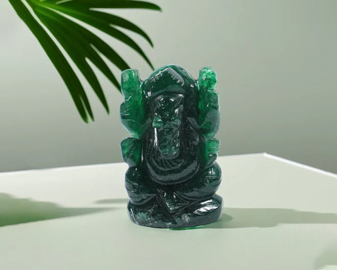 Natural Green Jade Ganesh Ji Murti