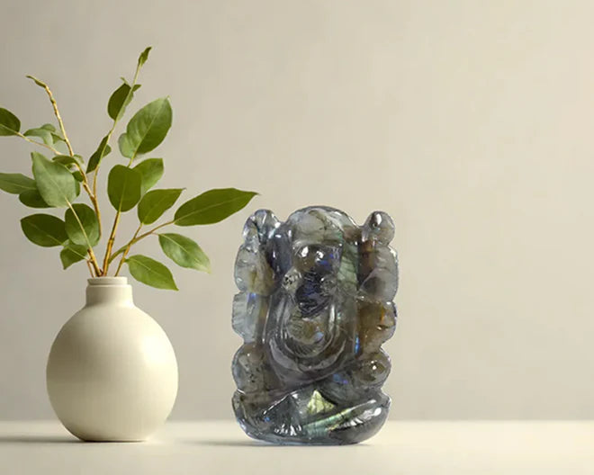 Natural Labradorite Ganesh Ji Murti
