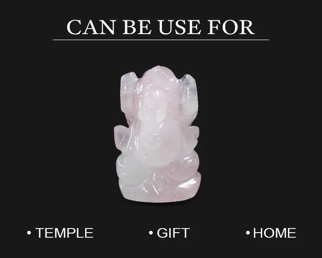 Natural Rose Quartz Ganesh Ji Murti