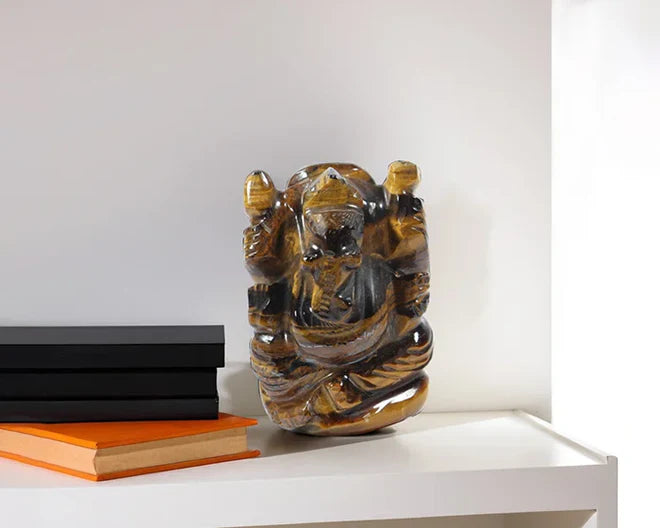 Natural Tiger's Eye Ganesh Ji Murti
