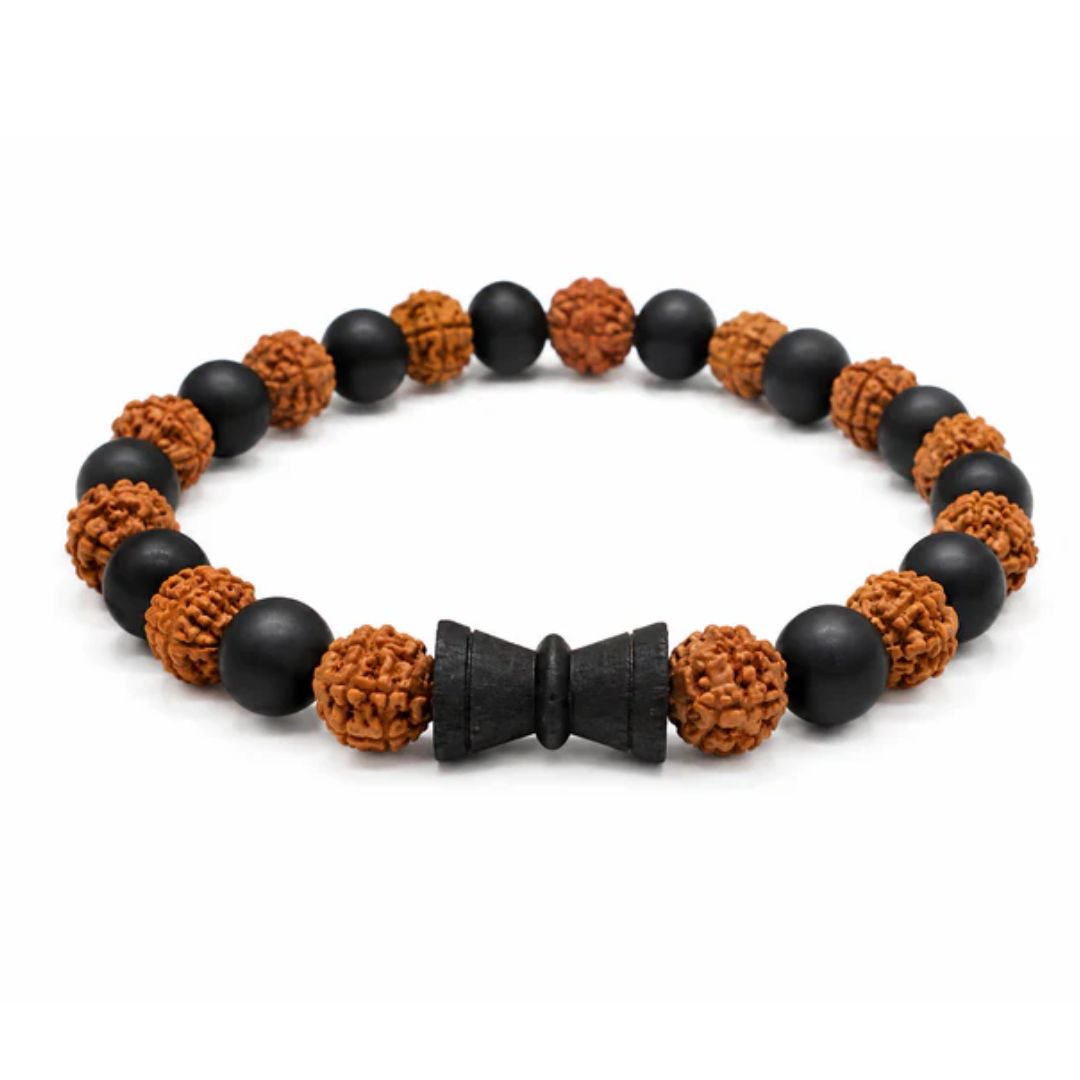 Karungali Rudraksha Bracelet Damru 8mm