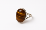 Tiger Eye Oval Carbochon Silver Ring