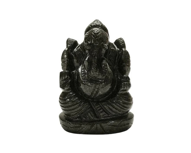 Black obsidian ganesh ji Murti