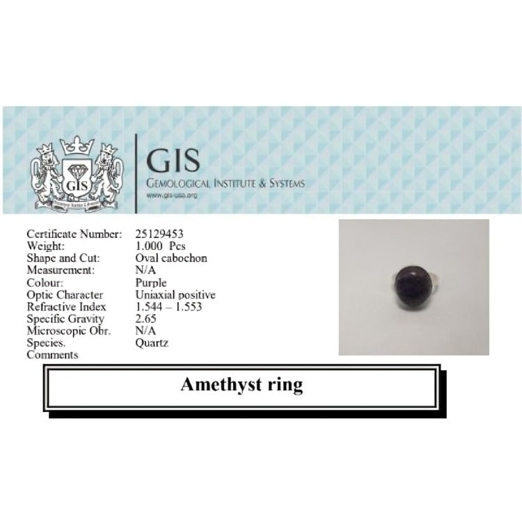 Amethyst Oval Cabochon Ring Silver Band