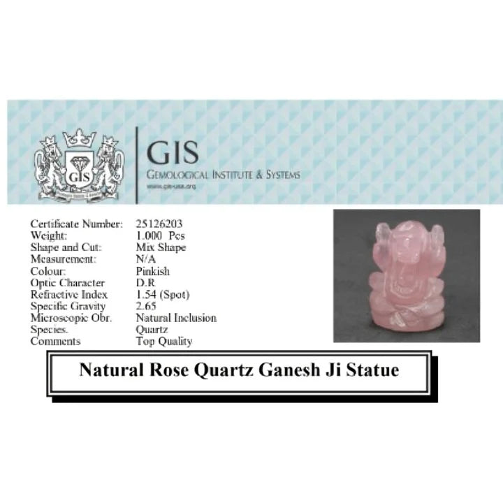 Natural Rose Quartz Ganesh Ji Murti