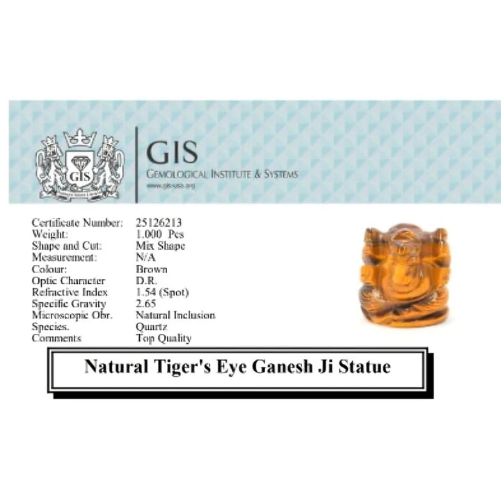 Natural Tiger's Eye Ganesh Ji Murti