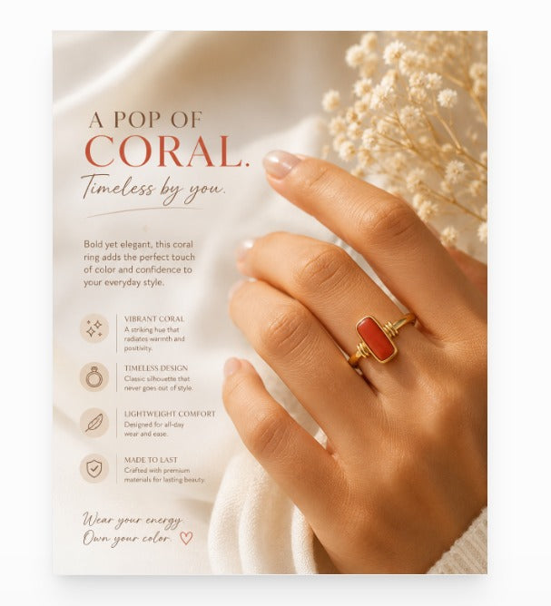 Coral (Moonga) Ring