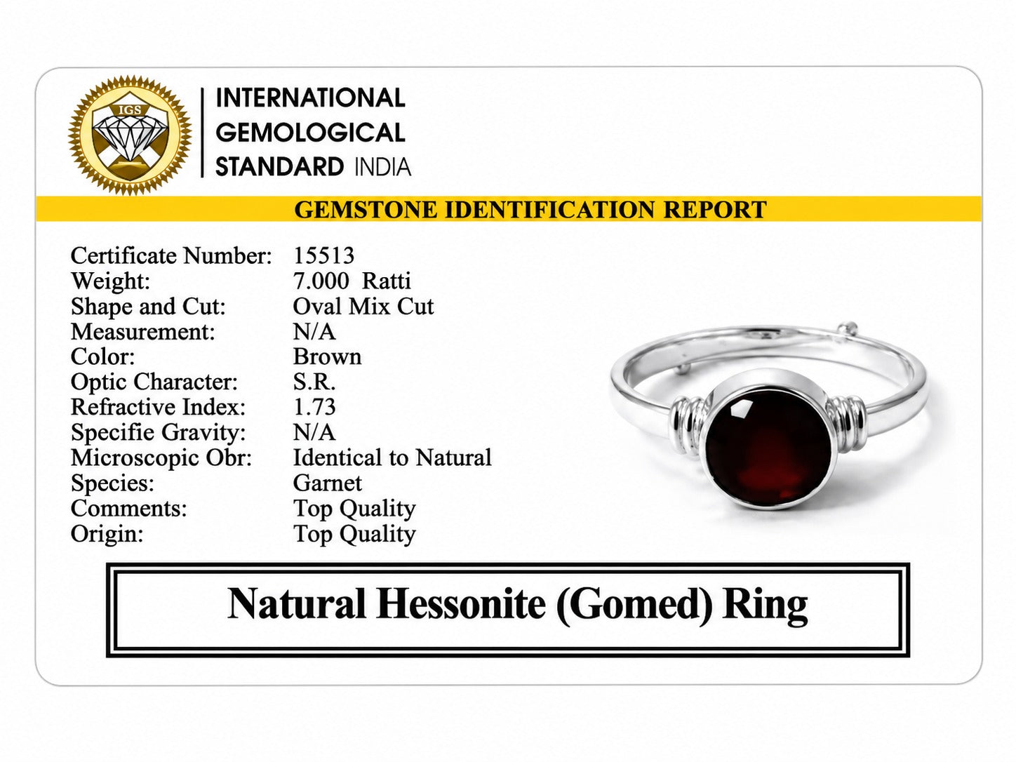 Hessonite (Gomed) Ring