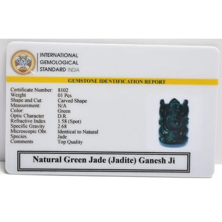 Natural Green Jade Ganesh Ji Murti